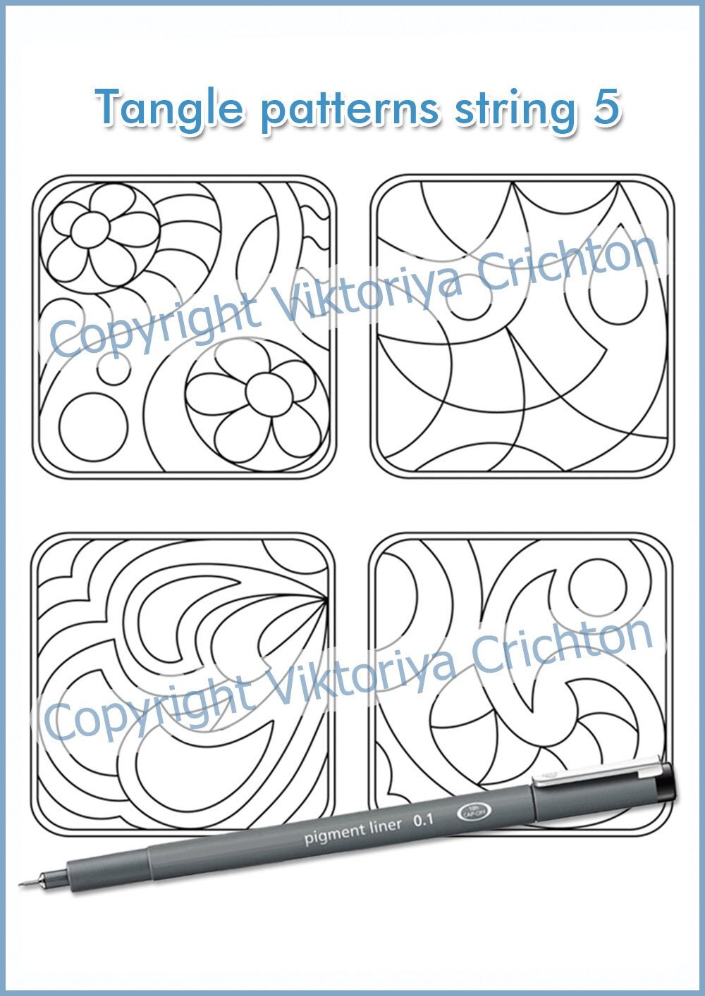 Strings for Drawing Zentangles 5. String Art Template. Tangle Pattern ...