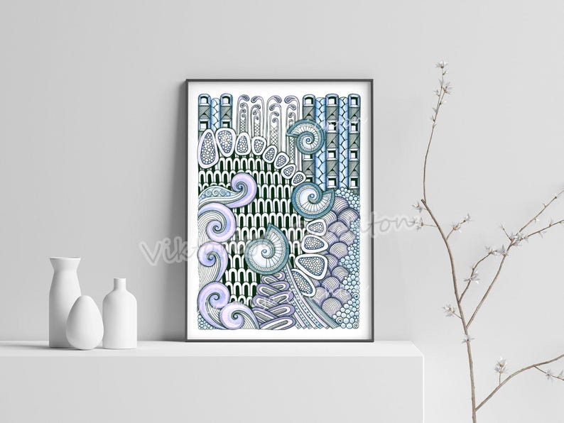 Zentangle Art Style - Three Seashells. Abstract Modern Handmade Drawing ...