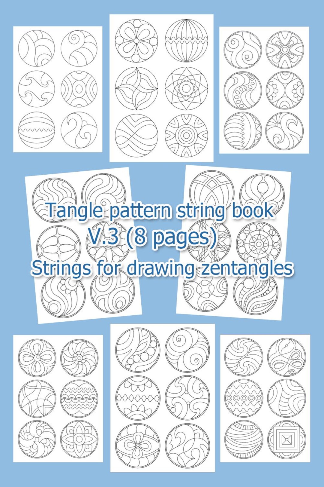 Tangle Pattern String Book V.3, Templates Strings for Drawing Zentangle ...