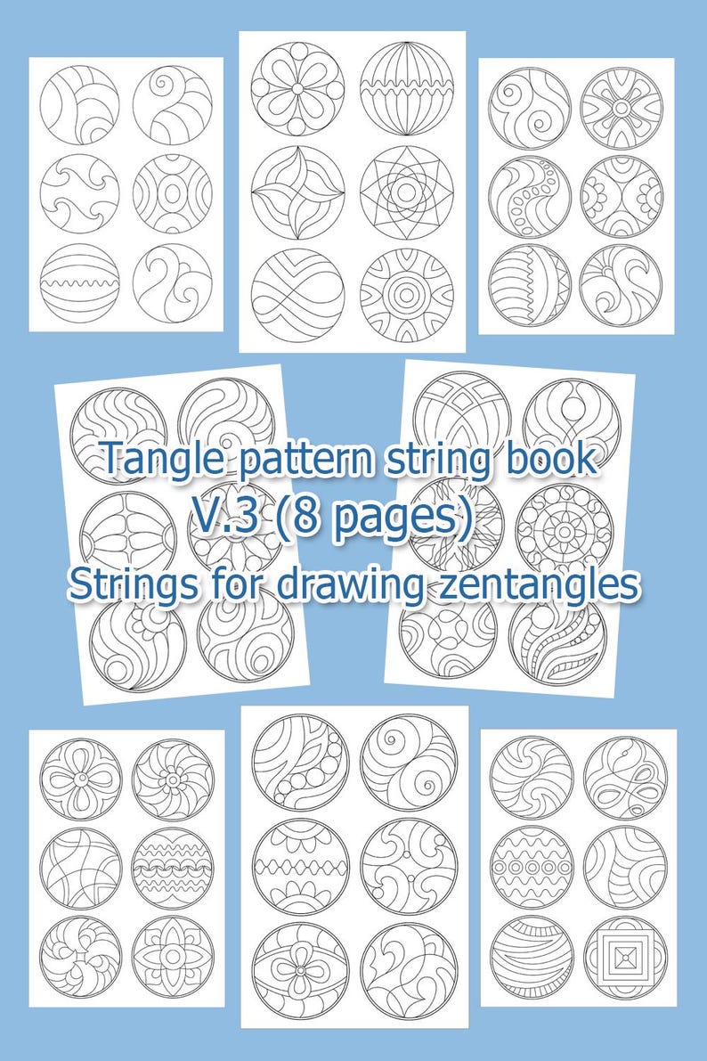 Tangle Pattern String Book V.3, Templates Strings for Drawing Zentangle ...