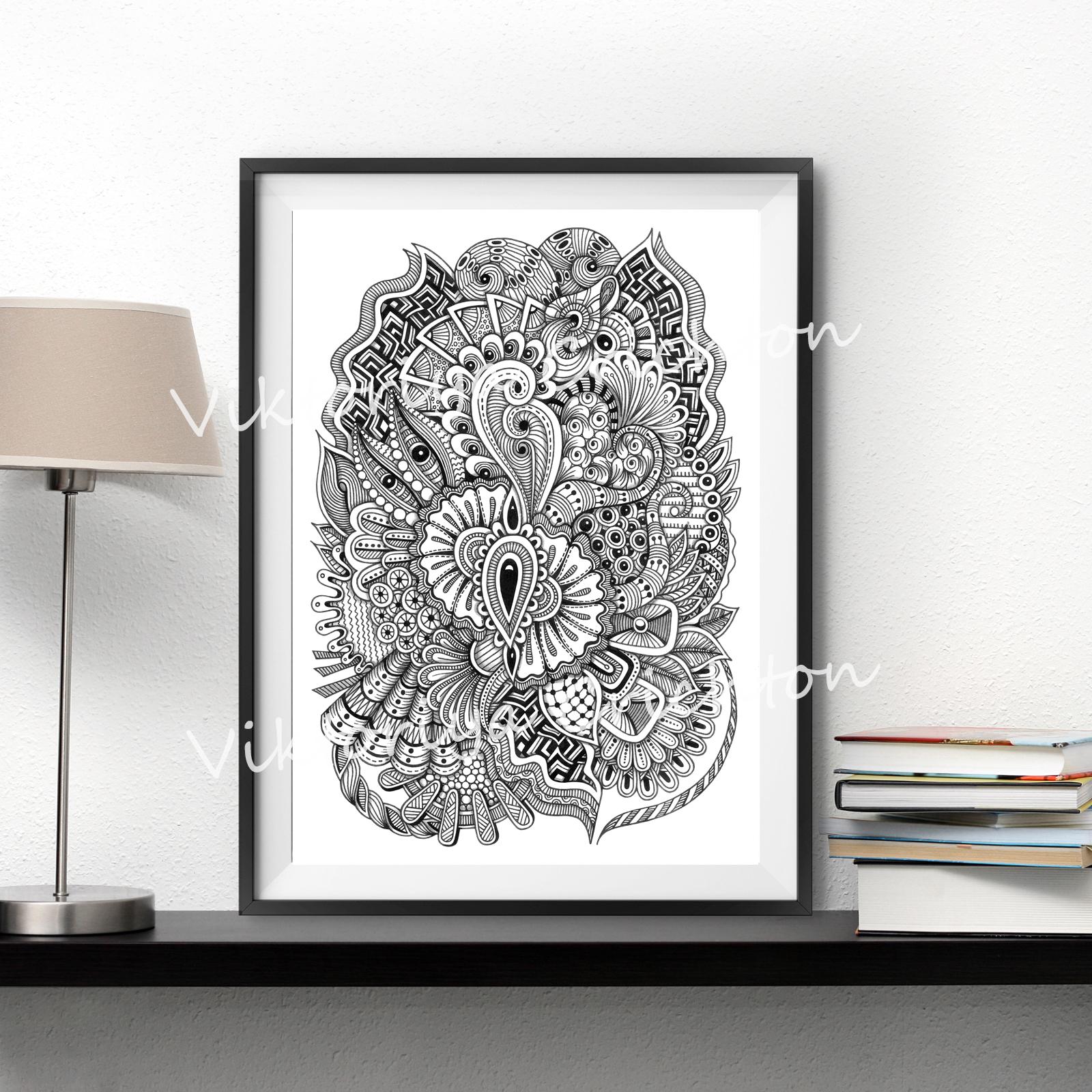 Zentangle Art 5. Original Zenart Graphic Handmade. Digital Prints Wall ...