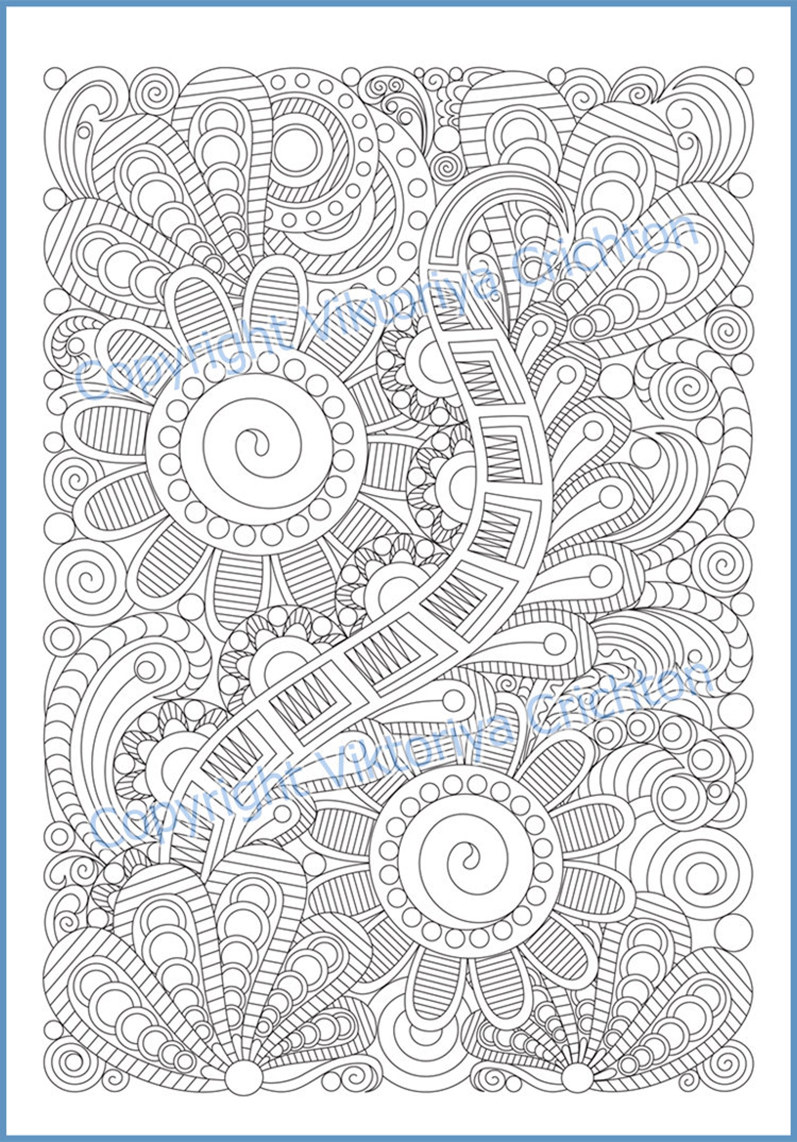 Zentangle Art Coloring Page 5 for Adult Zentangle Inspired - Etsy