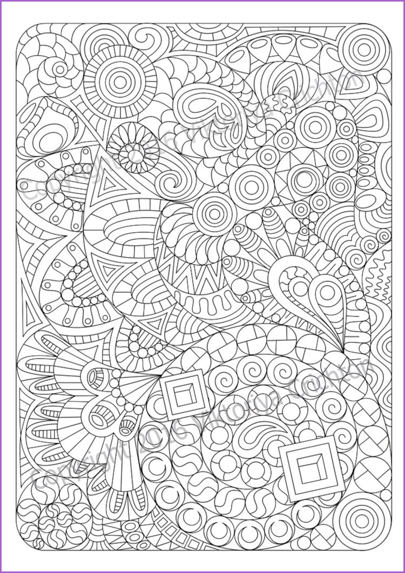 Zentangle Art Pattern Coloring Page 14 For Adult Zentangle Etsy