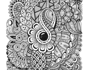 ハンドメイド ゼンタングル ペン画 オリジナル