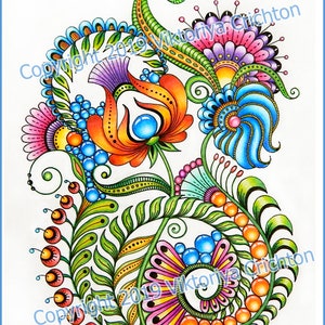 Coloring Page 64 Doodle zentangle Flowers for Adults - Etsy