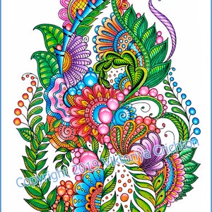 Coloring Page 62 Doodle zentangle Flowers for Adults - Etsy