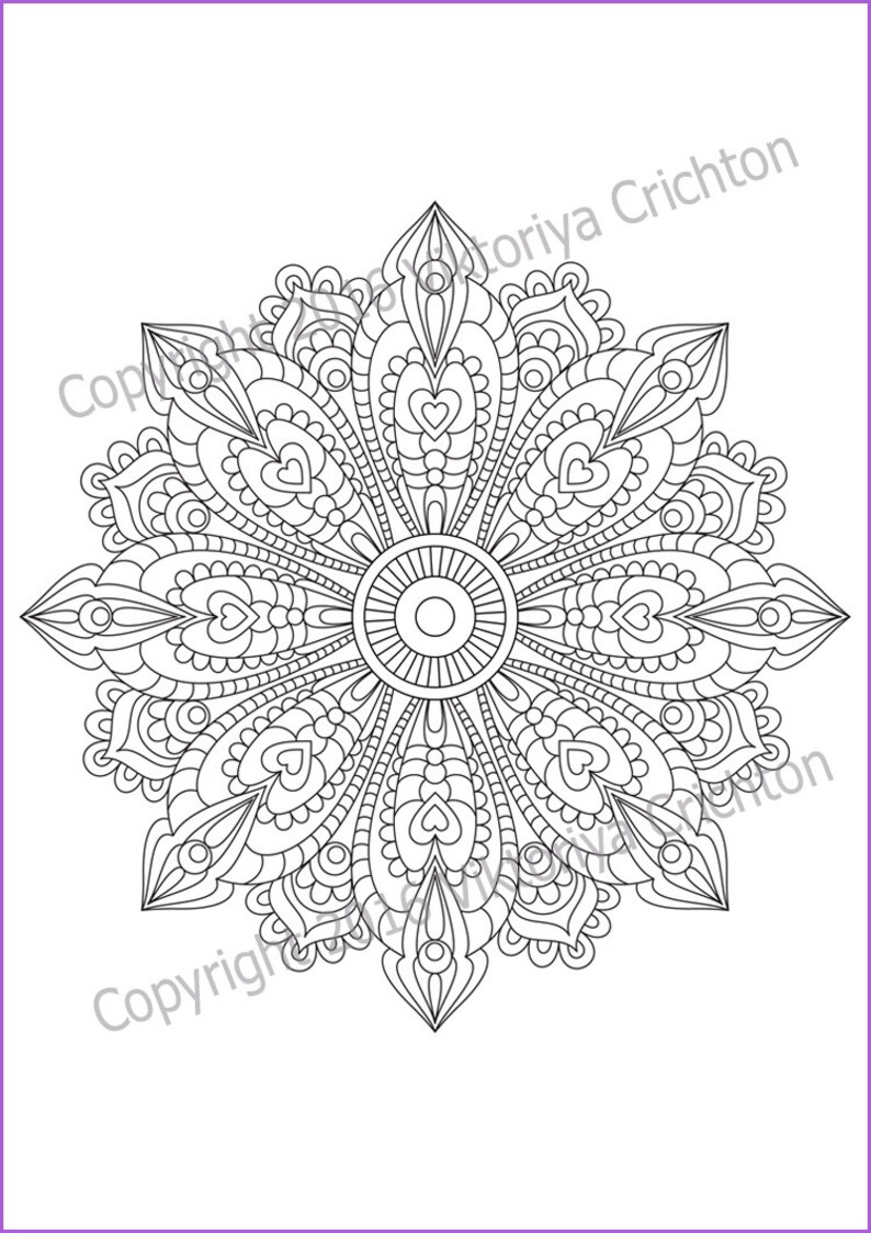 Download Mandala Coloring page for adult PDF doodle zentangle art | Etsy