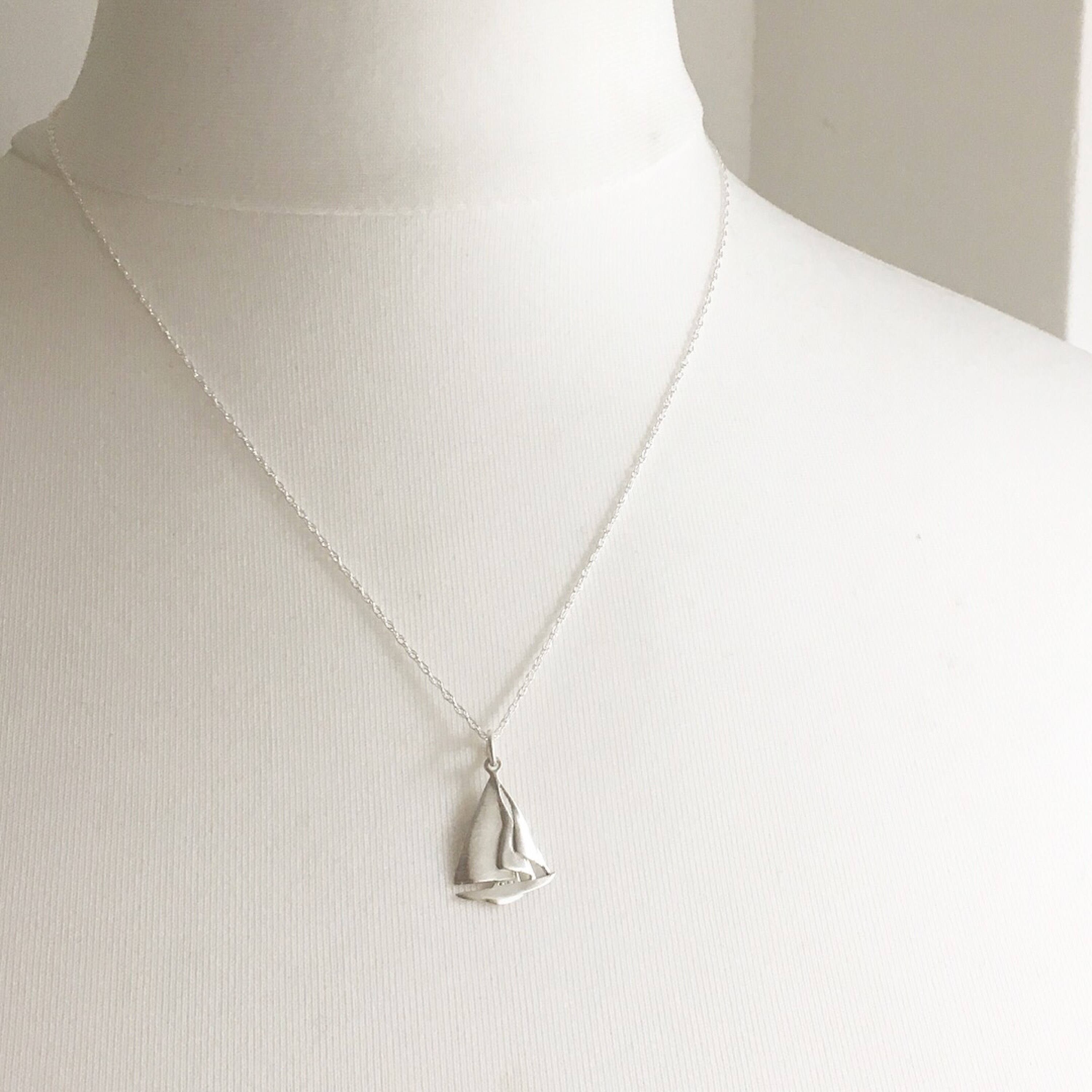Sailing Boat Necklace in Silver Etsy