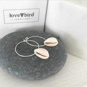 COWRIE | Real Shell Hoop Earrings in Silver