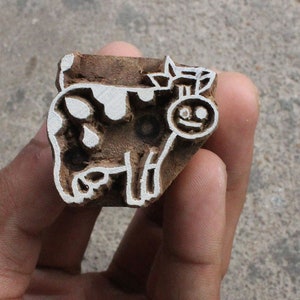 牛のブロックプリントスタンプ インドの布ブロックスタンプ 動物の布ブロックスタンプ インドの織物印刷ブロック 印刷用 子供用クラフト 石鹸スタンプ