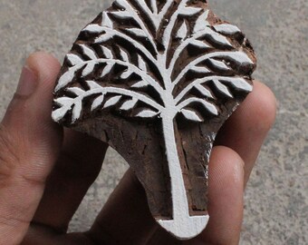 Tree Block Print Stamp, Carved Wood Textile Block
