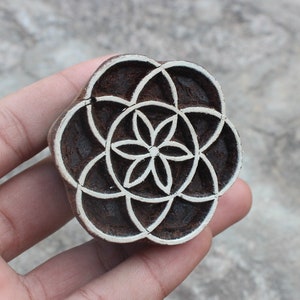 Blume des Lebens Holzblock Stempel schnitzen Mandala Holzblock Stempel Indian Block Print Stempel Textilblock zum Drucken Blumenseifenherstellung Stempel