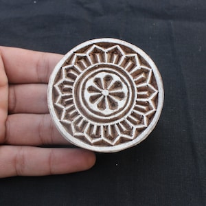 Timbro a blocchi Mandala Floral - Stampa su blocchi di legno, timbri rotondi in legno per ceramiche, blocchi per stampa su blocchi, blocchi di legno indiani