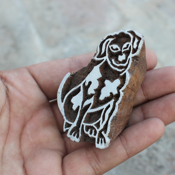 Dog Fabric Stamp Puppy Block Stamp Hand Carved Block Stamp Carve Textile Block For Printing Doggy Soap Stamp Animal Wooden Printing Block