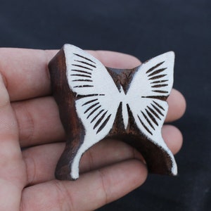 Insect Block Print Stamp Indian Fabric Stamp Butterfly Fabric Stamp Carve Textile Printing Block For Printing Hand Carved Soap Making Stamp