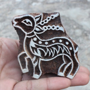 Small Deer Hand carved stamp-Animal Pottery stamp for clay, Printing stamp, Wooden stamps for block printing Wood block print wall art