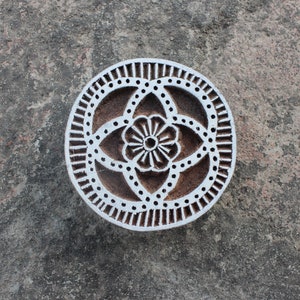 Mandala Pottery Stamps Wood Stamps for Textile Printing, Hand Carved and Personalized Flower Carve Block For Printing Floral Stamp