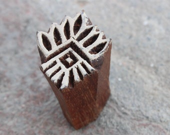 Small Lotus indian wood printing block-Floral Pottery stamp for clay, Flower Textile stamp, Flower of life Soap stamp logo Wooden Block