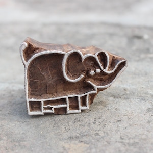 Lindo sello de elefante, sello de mano de animal, sello de bloque de madera, sello de tela de madera tallada, sello de papel para impresión textil, manualidad para niños