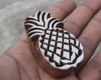 Sello de impresión en bloque de piña, sello de impresión en bloque de tela de playa, sello de impresión en bloque indio, sello de madera tallado para imprimir, sello para hacer jabón de frutas