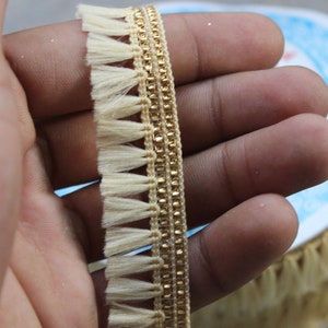 Yellow fringe fabric trim for curtains-gold embellishments indian tassel décor, white embroidery trims by the yard, Ethnic Boho lace trim