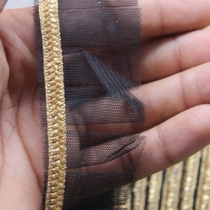 Adornos de oro negro, ribete de encaje indio, flecos, encajes y telas zari indios, ribete de tela boho jacquard para cortinas, ribete boho