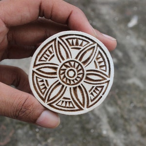 Mandala-stofstempel Bloemhoutblokstempel Indiase stoffenstempel Handgesneden textieldrukblok voor afdrukken Bloemenzeepstempel cirkel: