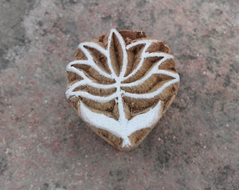 Lotus Block Print Stamp, Hand Carved Indian Wood