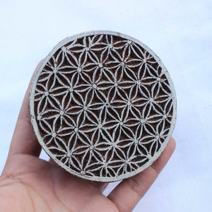 Handcrafted Flower of Life Indian Textile Block Art Block Stamp Textile Printing Wood Blocks Unique Indian Wood Stamps