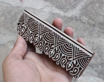 Shell Border Stamp Celtic Border Stamp Hand Carved Wood Block Stamp Hand Carved Textile Block For Printing Paisley Border Soap Making Stamp