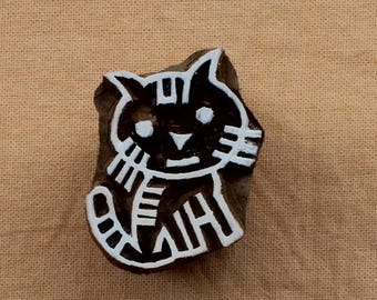 Cat Block Print Stamp Kitty Block Print Stamp Kids Hand Carved Wooden Stamp For Printing Kitten Soap Stamp Hand Carved Wood Clay Block Stamp