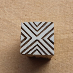 Chevron Stamp, Square Wood Block, Hand Carved Textile Printing
