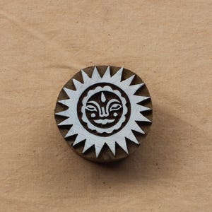 Sun Hand block stamp Wood Block Printing Hand Carved Wooden Stamp Fabric Stamp celestial Textile Printing Block Indian Wood Textile Block
