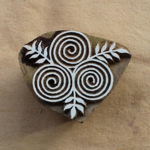 Celtic Block Print Stamp Hand Carved Fabric Stamp Spiral Wood Block Stamp Carve Wooden Stamp For Printing Floral Soap Stamp Hippie Textile