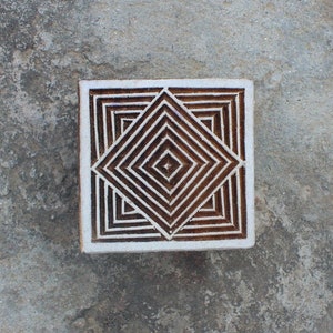 Geometric Collectible Wooden Block Printing Stamps | Hand Carved and Perfect forTextile Printing |Printing Block For Printing Rhombus