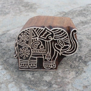 Sellos de madera tradicionales Sellos de madera de elefante indio para impresión textil / Tallados a mano y personalizados