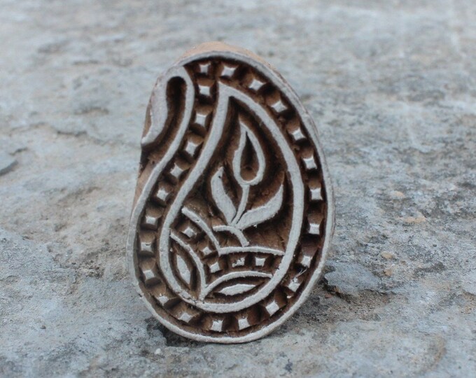 Paisley Fabric Print Stamp Carve Block Print Stamp Textile Printing Block Wood Block Stamp Leaf Stamp Carve For Printing Leaves Soap Stamp