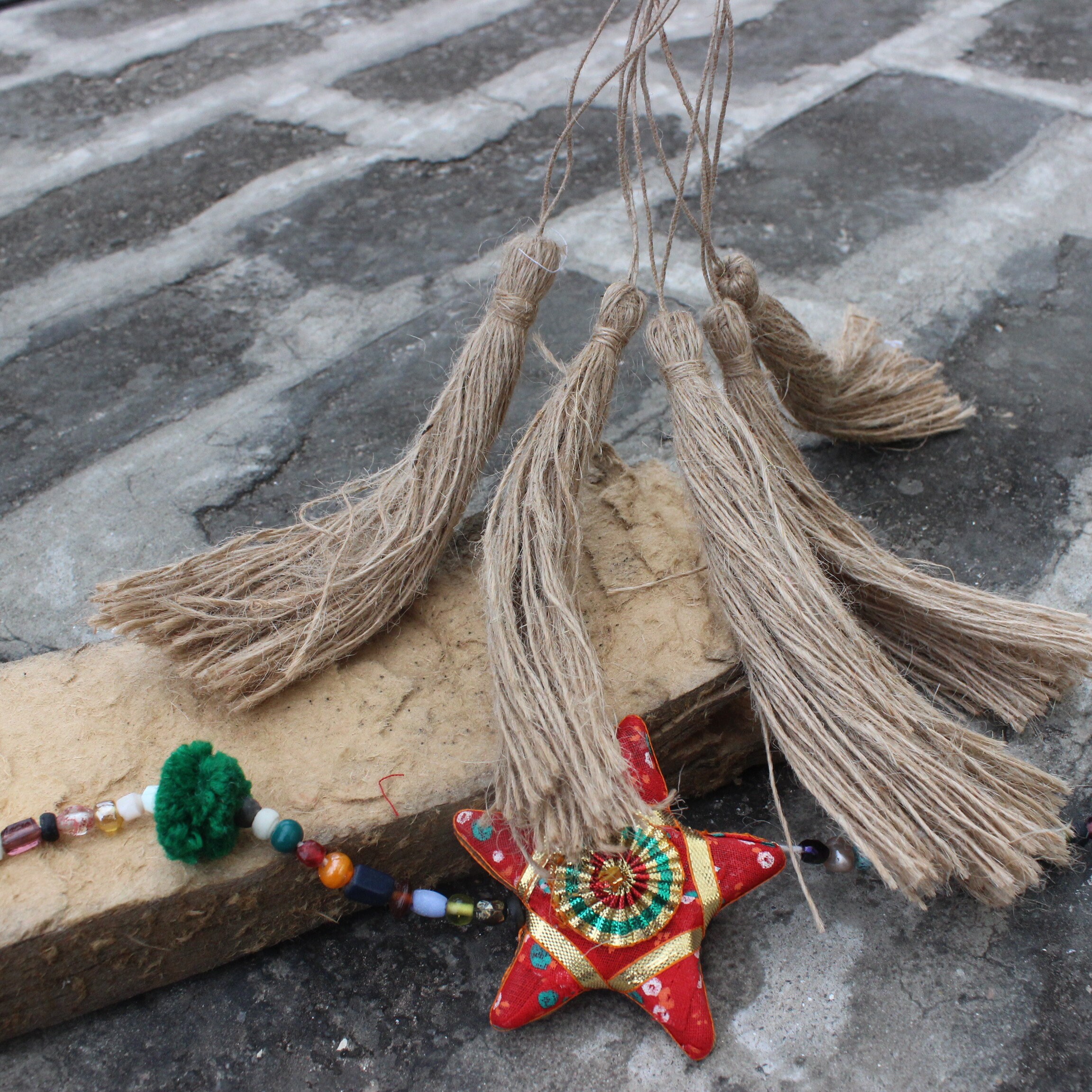 5 Jute Tassels Natural Jute burlap tassel Large Tassels Etsy