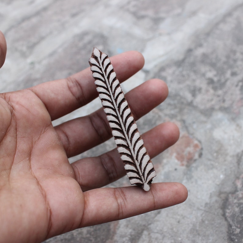 Leaves Block Print Stamp Carve Wooden Stamp Fern Fabric Stamp Etsy