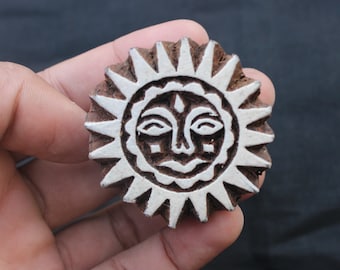 Sun Hand block stamp Wood Block Printing Hand Carved Wooden Stamp Fabric Stamp celestial Textile Printing Block Indian Wood Textile Block