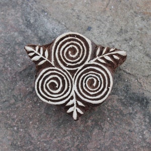 Keltische blokdrukstempel Handgesneden stoffenstempel Spiraal houten blokstempel Houten stempel snijden voor afdrukken Bloemenzeepstempel Hippietextiel