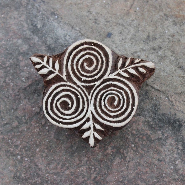 Celtic Block Print Stamp Hand Carved Fabric Stamp Spiral Wood Block Stamp Carve Wooden Stamp For Printing Floral Soap Stamp Hippie Textile