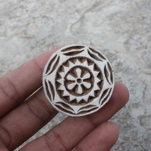 Bloemenmandala ronde stempel - kleine blokdrukstempels, Flower of Life keramische stempel, aardewerkstempel, zeepstempel