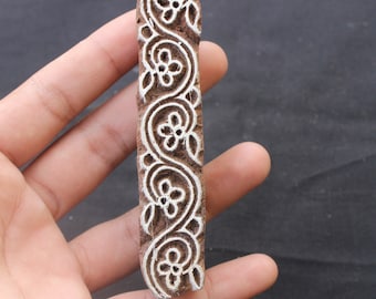 Timbro con bordo floreale, blocco di intaglio, timbro con stampa a blocchi, timbro con bordo Paisley, blocco di stampa tessile indiana per la stampa, timbro per la fabbricazione di sapone indiano