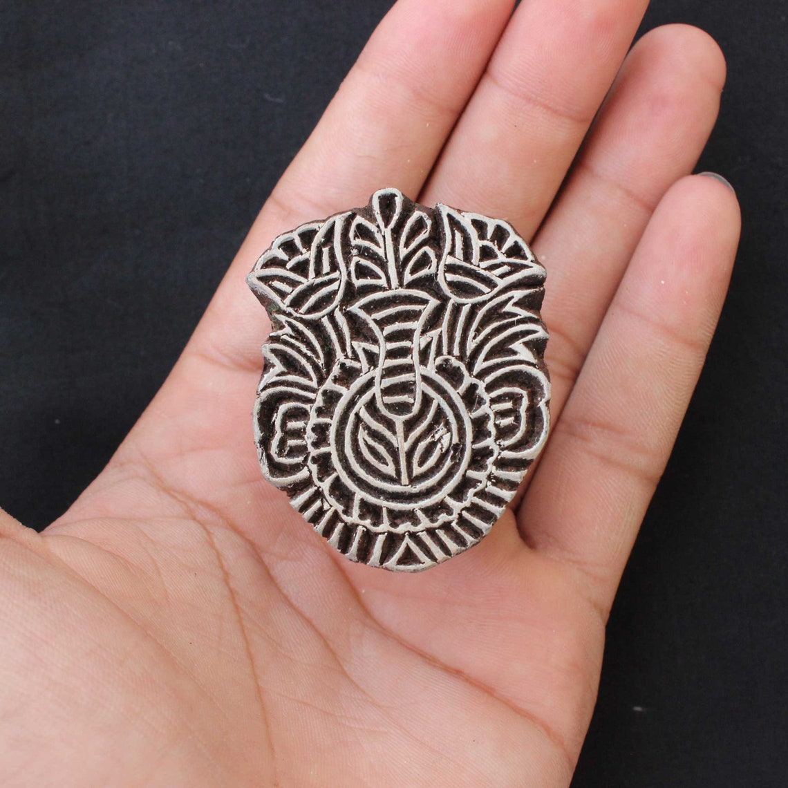 Flower Wood Block Print Stamp Floral Block Stamp Hand Carved Etsy