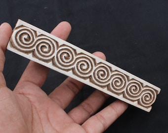 Timbro con bordo celtico, stampa su legno indiana intagliata a mano