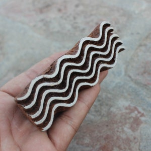 Sello de bloque de madera con forma de olas del mar, sello de bloque tallado, sello de bloque oceánico, sello de bloque de impresión textil indio para imprimir, sello para hacer jabón marino, vela