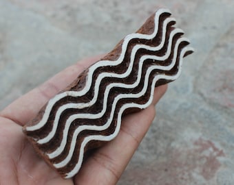 Sea Waves Wood Block Stamp Carve Block Print Stamp Ocean Block Stamp Indian Textile Printing Block For Printing Sea Soap Making Stamp Sail