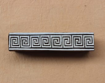 Celtic Border Fabric Stamp Indian Block Print Stamp Spiral Soap Stamp Geometric Square Wood Block Stamp Carve Wooden Stamp For Printing