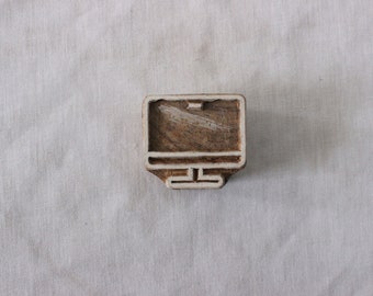 Hand Carved Monitor Stamp, Fabric Printing Block